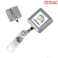 Cord Square Chrome Solid Metal Retractable Badge Reel and Badge Holder